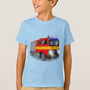 Cool Emergency Fire Engine Cartoon Design for Kids T-Shirt