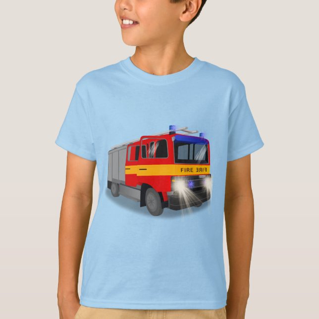 Cool Emergency Fire Engine Cartoon Design for Kids T-Shirt (Front)