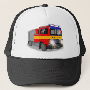 Cool Emergency Fire Engine Cartoon Design for Kids Trucker Hat