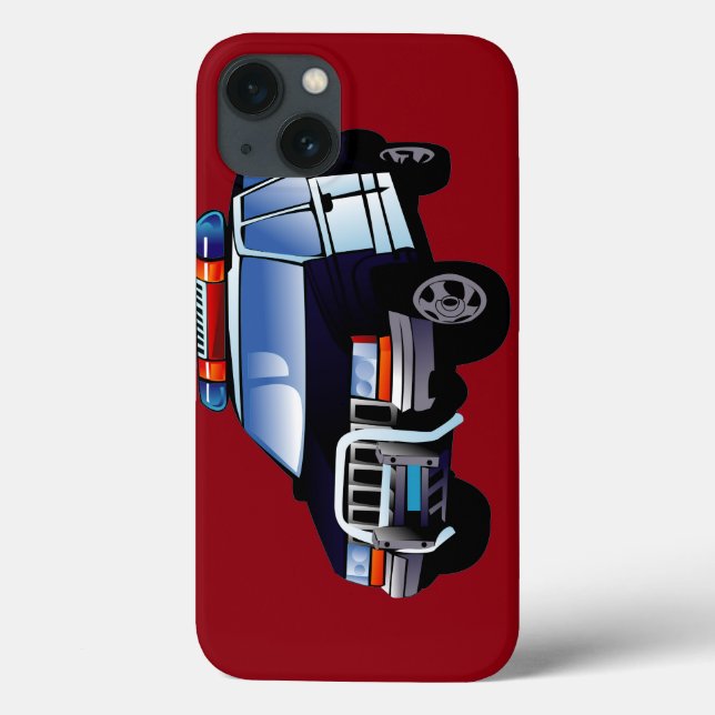 Cool Emergency Police Car Cartoon Design for Kids Case-Mate iPhone Case (Back)