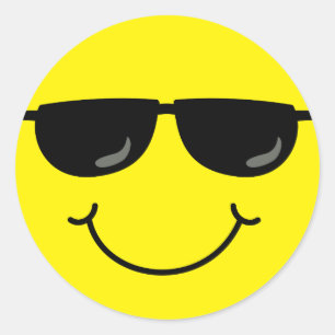 Cool Emoji Face with Sunglasses Classic Round Sticker