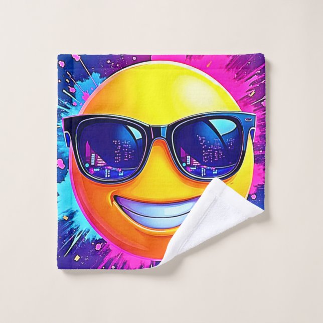 Cool 😎 Emoji Splash Fun Bath Towel Set (Wash Cloth)