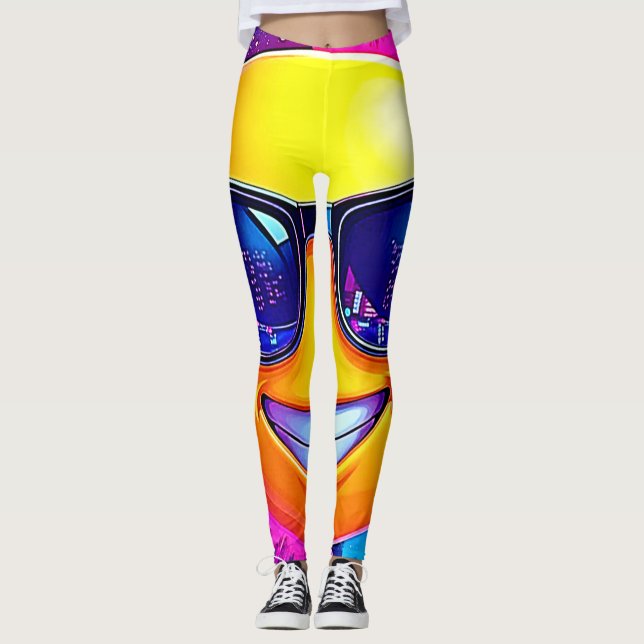 Cool 😎 Emoji Splash Fun Leggings (Front)