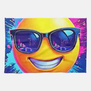 Cool 😎 Emoji Splash Fun Tea Towel