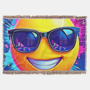 Cool 😎 Emoji Splash Fun Throw Blanket