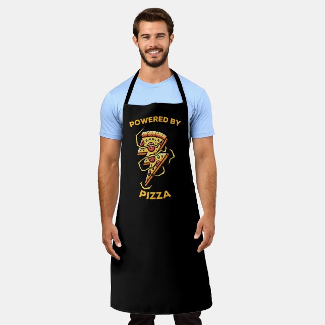 Cool employee powered pizza word art apron (Worn)