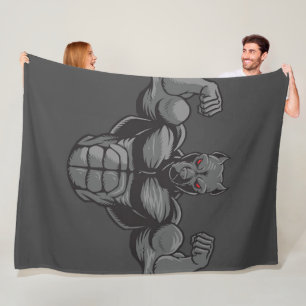 Cool English Bulldog Bodybuilder Weightlifting Fleece Blanket