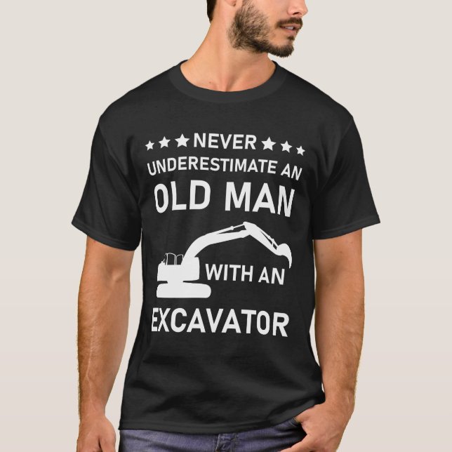 Cool Excavator Construction Worker T-Shirt (Front)
