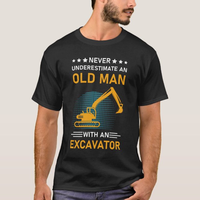 Cool Excavator Construction Worker T-Shirt (Front)