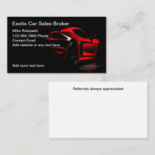 Cool Exotic Car Sales Broker Business Cards