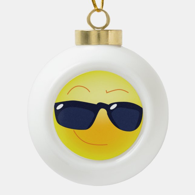 COOL FACE CERAMIC BALL CHRISTMAS ORNAMENT (Front)