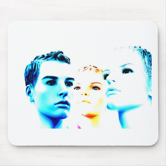 Cool faces (three) friends, minimalist design mouse pad (Front)