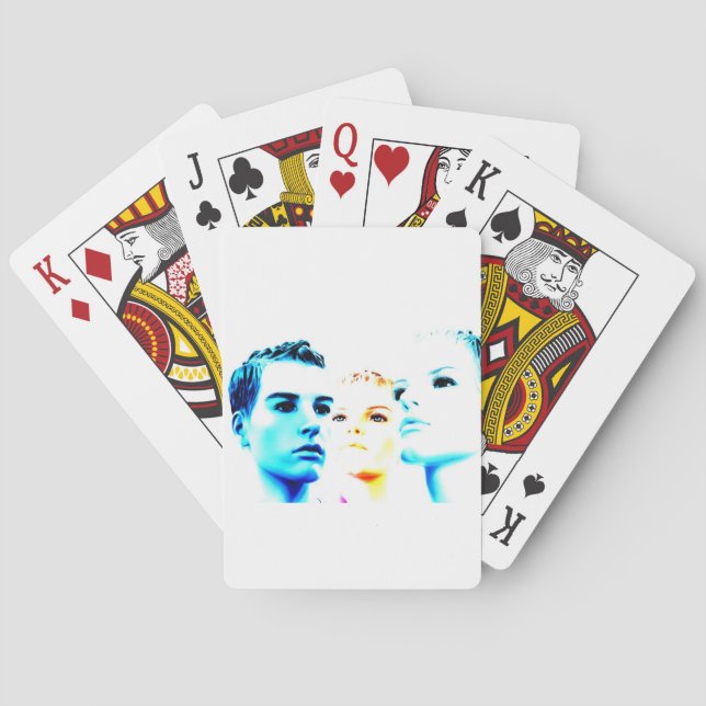 Cool faces (three) friends, minimalist design playing cards (Back)