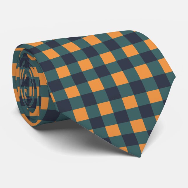 cool Fall Seasonal check pattern Tie (Rolled)