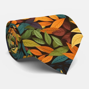 Cool Fall Seasonal leaf tiled pattern  Tie