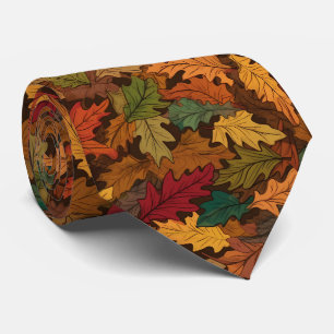 Cool Fall Seasonal leaf tiled pattern  Tie