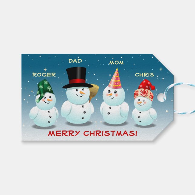Cool Family of Snowmen Gift Tags (Front (Horizontal))
