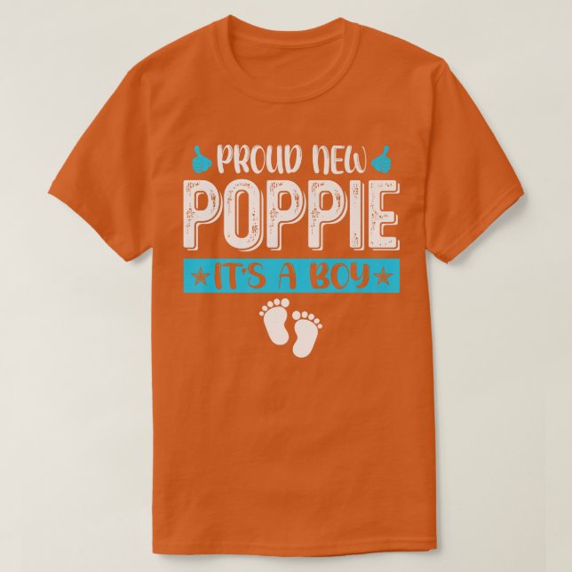 Cool Family Proud New Poppie It's A Boy Gender Rev T-Shirt (Design Front)