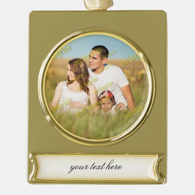 Cool Family Stylish Fab Photo Collage Gold Plated Banner Ornament (Front)