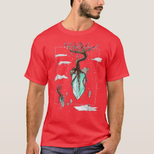 Cool Fantasy Floating Crystals Sakura Tree Islands T-Shirt