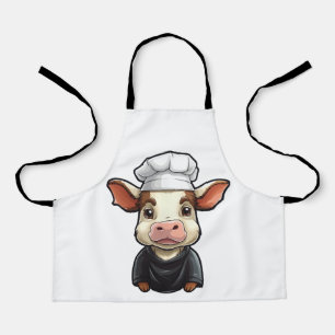 Cool Farm Animal Lover Art Cute Chef Cow Apron
