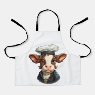 Cool Farm Animal Lover Art Cute Chef Cow Apron