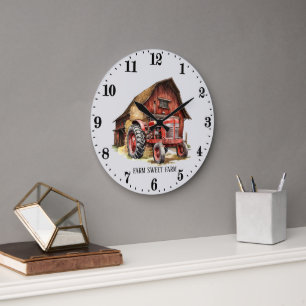 Cool farm tractor add message large clock
