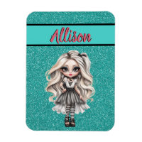 Cool Fashion Girl Turquoise Glitter Personalised