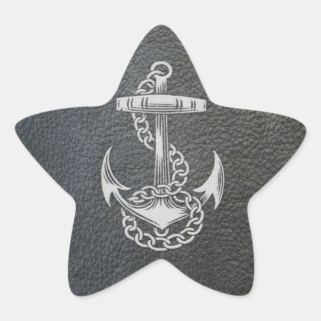 Cool fashionable silver metal shine effects anchor star sticker (Front)