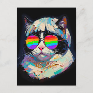 Cool Fat Cat (Painting #1 / Black) Holiday Postcard