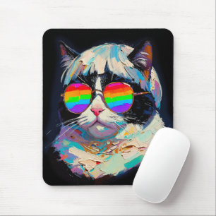 Cool Fat Cat (Painting #1 / Black) Mouse Pad