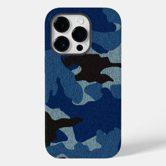 Cool Faux Cloth Blue Camo Pattern Background Case-Mate iPhone 14 Pro Case