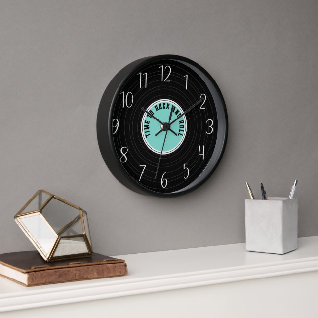 cool faux record retro time rock roll add text  clock (Office)