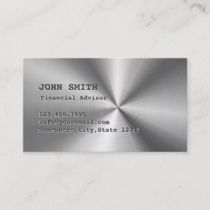 Cool Faux Steel Financial Advisor Business Card