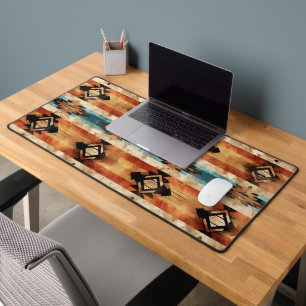 cool faux wood western pattern desk mat