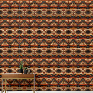Cool faux wood Western tiled pattern Wallpaper