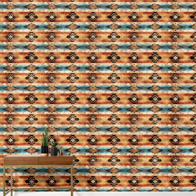 Cool faux wood Western tiled pattern  Wallpaper (Hallway)