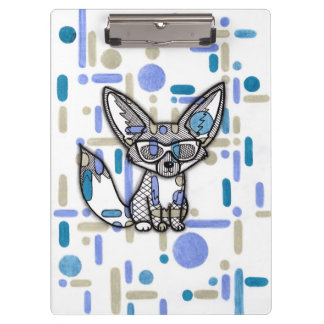 Cool Fennec Fox with Sunglasses Blue Geometric Cli Clipboard