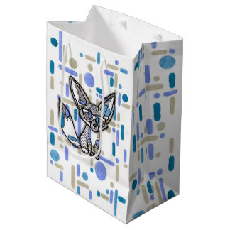 Cool Fennec Fox with Sunglasses Blue Geometric Gif Medium Gift Bag