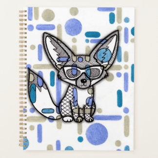 Cool Fennec Fox with Sunglasses Blue Geometric Spi Planner