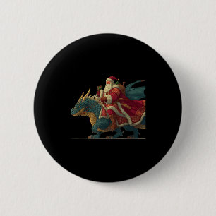 Cool Festive Dragon With Riding Santa Claus Look 6 Cm Round Badge