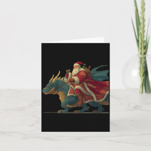 Cool Festive Dragon With Riding Santa Claus Look  Card