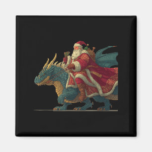 Cool Festive Dragon With Riding Santa Claus Look Magnet