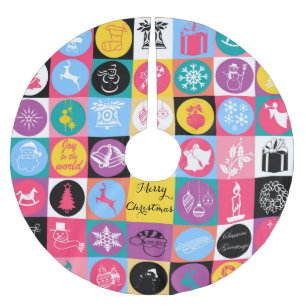 Cool festive “Merry Christmas” illustration Brushed Polyester Tree Skirt