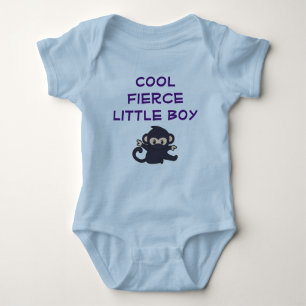Cool Fierce Boy Funny Cute Cartoon Ninja Monkey Baby Bodysuit