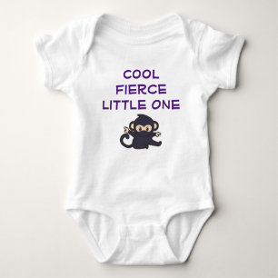 Cool Fierce One Funny Cute Cartoon Ninja Monkey Baby Bodysuit