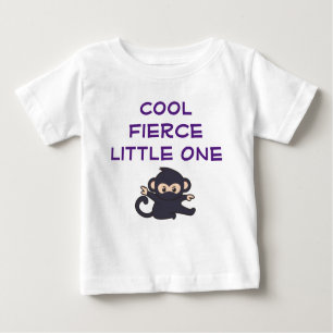 Cool Fierce One Funny Cute Cartoon Ninja Monkey Baby T-Shirt
