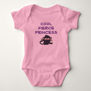 Cool Fierce Princess Funny Cute Ninja Monkey Baby Bodysuit