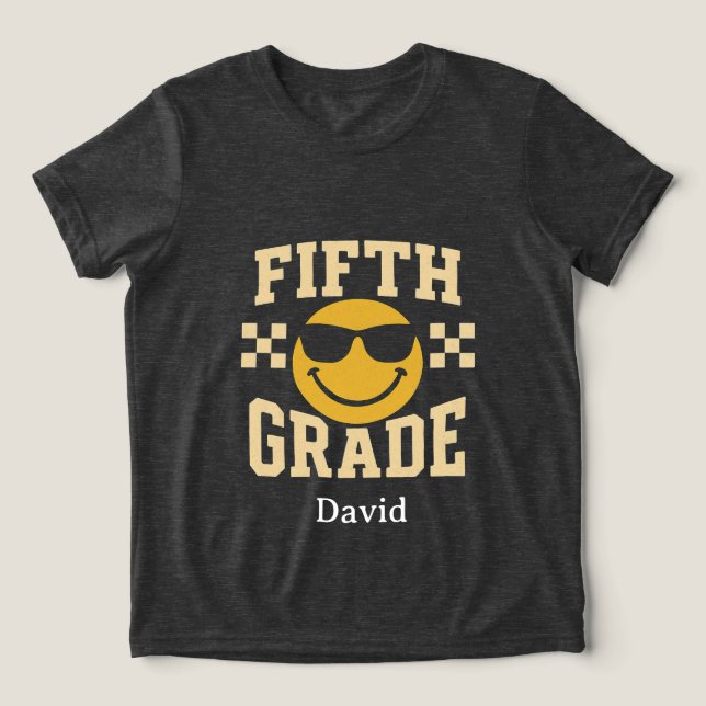 Cool Fifth Grade Smile Design Tri-Blend Shirt (Design Front)