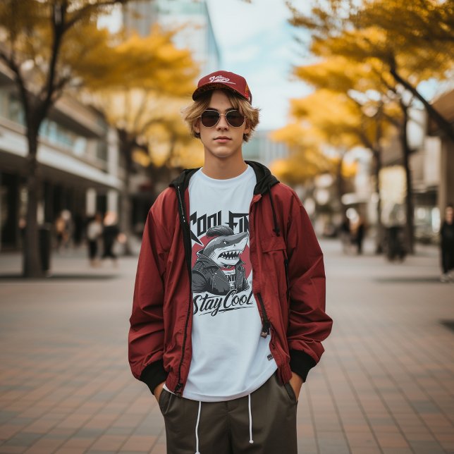 Cool Fin Shark Illustration T-Shirt (Creator Uploaded)